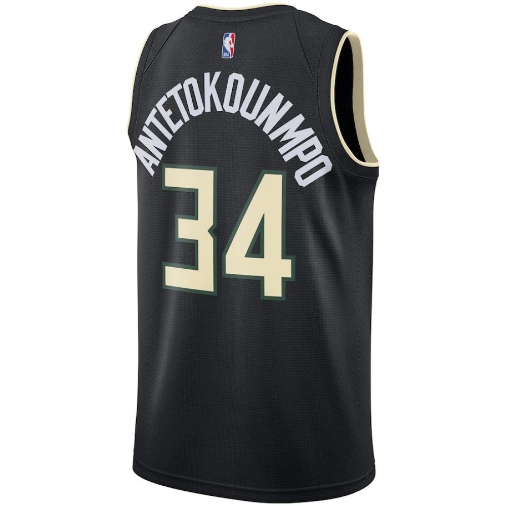 Men's Milwaukee Bucks Antetokounmpo #34 Jordan Black 20/21 Swingman Jersey - Statement Edition-Pro Kit Vault | Brand New 26/27 Sports Jerseys